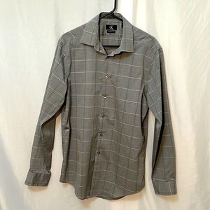 Calvin Klein Slim Fit No Iron Mens Long Sleeve Shirt Size L 16 34/35 Gray